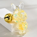 Leuchtender Hasen-Schlüsselanhänger mit goldenem Glitzersand und großer Goldglocke - Zitronengelb (Leuchtender Hase Glocke)