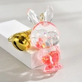 Rosa Kaninchen Schlüsselanhänger mit goldener Glocke und Glitzer-Treibsand-Effekt - Rot (Leuchtender Hase Glocke)