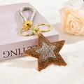 Star-shaped rhinestone keychain with gold lobster clasp and sparkling wrist strap strap - Light Gold Buckle / Ginger Yellow