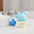 Miniature blue succulent cactus keychain with Honey text on pot and blue bell accessory - Blue Honey
