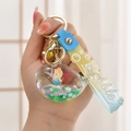 Luminous whale liquid quicksand keychain with light blue and yellow gradient silicone strap - Rope Style with Figure [Green]