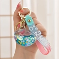 Luminous whale liquid quicksand keychain with pink gradient strap and stars - Rope Style Flash [Blue]