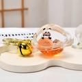Creative panda planet keyring with orange quicksand liquid and golden bell charm - Planet Bell Style / Orange