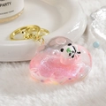 Cloud-shaped panda liquid quicksand keychain with pink sequins and gold accessories - Single Hook Cloud / Pink
