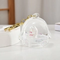 Creative Nine-Tailed Fox quicksand keychain with rainbow glitter and golden clasp - White Hemisphere Shaker Style