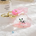 Cute panda cloud keychain with pink flowing glitter and matching silicone strap - Cloud Strap Style / Pink