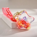 Sternanhänger aus Acryl mit bunten Buchstabenperlen und rosa Silikonarmband - Macaron Buchstabenfüllung Stil