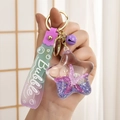 Acryl-Stern-Schlüsselanhänger mit Seestern, lila Glocke und Ombré-Handschlaufe im Treibsand-Stil - Lila Seil Stern Stil