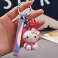 Llavero Hello Kitty con correa degradada rosa y colgante de bola roja brillante - Gato [fucsia]