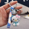 Llavero Hello Kitty rosa y azul con lazo de lunares y correa azul iridiscente - Gato [azul]