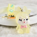 Cute glowing yellow bunny keychain with deer antlers and orange hand strap for bags - Glowing Deer [lemon Yellow]