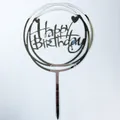 Mirror silver Happy Birthday acrylic cake toppers in heart round frame, pack of 10 - Double Round with Heart Style (No. 24) / 10 Pieces Pack / Silver