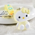 Cute light yellow cartoon rabbit bunny keychain with silicone wrist strap and gold clasp - Glowing-through Cat [lemon Yellow]