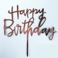 Pack of 10 rose gold mirror acrylic Happy Birthday cake toppers for party decor - HB-108 Style / 10 Pieces Pack / Rose Gold