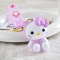 Cute purple mini rabbit keychain with Milk strap and golden metal clasp for bags - Glowing Cat [purple]