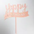 Pink acrylic Happy Birthday cake topper set in elegant script, pack of 10 pieces - Ribbon Style / 10 Pieces Pack / Pink