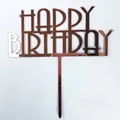 10-piece pack of rose gold acrylic Happy Birthday cake toppers with mirror finish - HB-222 Style / 10 Pieces Pack / Rose Gold