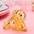 Llavero de conejo de acrílico colorido con detalles en pan de oro y orejas rosa traslúcido - Amarillo