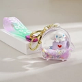 Cinnamoroll liquid sand keychain with purple gradient strap and capsule charm - Strap Style (Mini Fan)