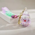 Cinnamoroll liquid quicksand keychain with purple glitter and gradient wrist strap - Strap Style (Water Drop)