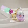 Purple Cinnamoroll quicksand keychain with liquid glitter and silicone bubble strap - Strap Style (Large Bell)