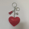 Sparkling red rhinestone heart keychain with elegant matching tassel and silver ring - Red (Silver Clasp)