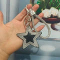 Silver Clasp / Black With White Rhinestones