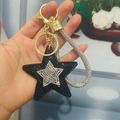 Star-shaped rhinestone keychain with black crystals and gold-plated lobster clasp - Light Gold Buckle / Black