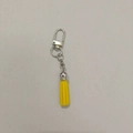 Yellow faux leather tassel pendant with silver lobster clasp keychain for bags - D-Clasp Mini Tassel / Lemon Yellow