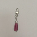 Pink velvet tassel charm keychain with silver metal spring buckle for bags - D-Clasp Mini Tassel / Purple