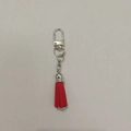 Silver cap red suede tassel keychain with lobster clasp and metal ring for bags - D-Clasp Mini Tassel / Red