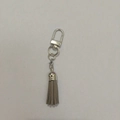 Chic grey faux suede tassel pendant with silver metal hook clasp for bags and keychains - D-Clasp Mini Tassel / Gray