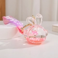 Creative rabbit-shaped quicksand keychain with pink liquid and glitter in purple finish - Pink Cat Bunny Head