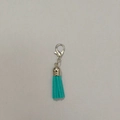 Tiffany blue faux suede tassel pendant with silver metal cap and lobster clasp - Lobster Clasp / Sky Blue