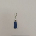 Royal blue faux suede tassel pendant with silver metal lobster clasp for keychains - Lobster Clasp / Sapphire Blue