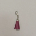 Pinkish purple faux suede tassel charm with silver cap and lobster clasp fastener - Lobster Clasp / Purple