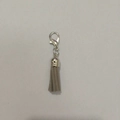 Grey velvet tassel keychain with silver metal lobster clasp and round cap accessory - Lobster Clasp / Gray
