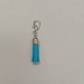 Blue tassel pendant with silver metal lobster clasp and decorative cap for bags - Lobster Clasp / Blue