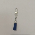 Blue faux suede 3cm tassel keychain with silver cap and metal lobster clasp - D-Clasp Mini Tassel / Sapphire Blue