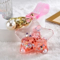 Pink star-shaped liquid quicksand keychain with cartoon fox and faux pearl charm - Pink Fox Pentagram