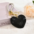 Chic black heart keychain with rhinestones and gold-tone metal ring on a plush base - Light Gold Buckle [Black]