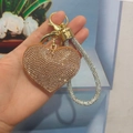 Sparkling heart keychain with champagne crystals and rhinestone wristlet strap accessory - Light Gold Buckle [Ginger Yellow]
