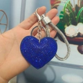 Sparkling royal blue rhinestone heart keychain with a luxury crystal braided lanyard - Keychain [Royal Blue]