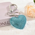 Sparkling light blue rhinestone heart keychain with silver metal ring on a soft background - Keychain [Sky Blue]