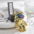 Golden astronaut keychain with iridescent visor for backpack and car key charm - Gold