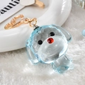 Portachiavi cane in cristallo azzurro trasparente con chiusura a cuore dorata su peluche - Blu