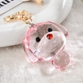 Dettaglio di cucciolo in cristallo rosa con occhi di strass e chiusura a cuore dorata - Rosa