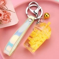 Creative lemon drink keychain with yellow liquid and laser wristlet strap - Strap Bell Style [Lemon Yellow]