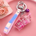 Purple dragon fruit boba tea keychain with holographic strap and bell charm - Strap Bell Style [Purple]