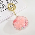 Kreativer rosa Acryl-Schlüsselanhänger in Muschelform mit Glitzer und goldenem Haken - Meerestier-Stil (Rosa)